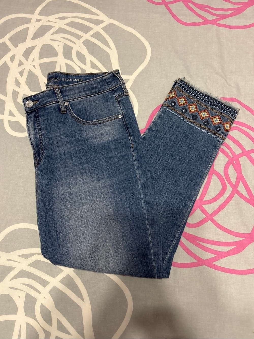 SO Medium Wash Embroidered Jeans